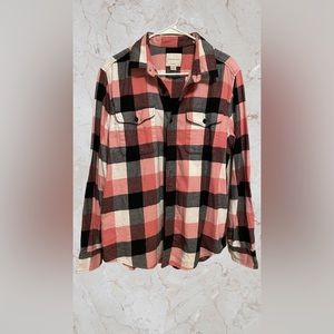 Flannel Plaid Button Down Shirt Casual Valentine Top